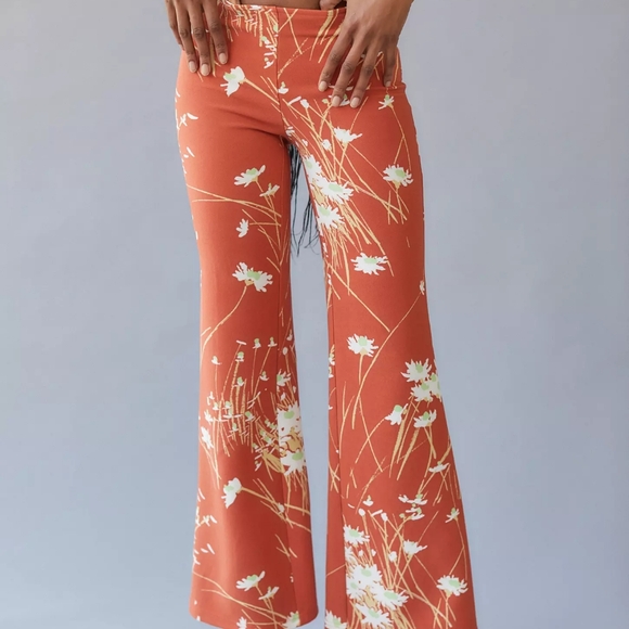 Urban Outfitters Pants - Urban Outfitters Y2K Style Low Rise Orange White Floral Flare Pants L